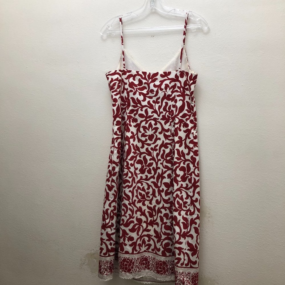 Ann Taylor Floral V-Neck Spaghetti Strap Midi Dress Women's Size 4 Red and White - Picture 2 of 7